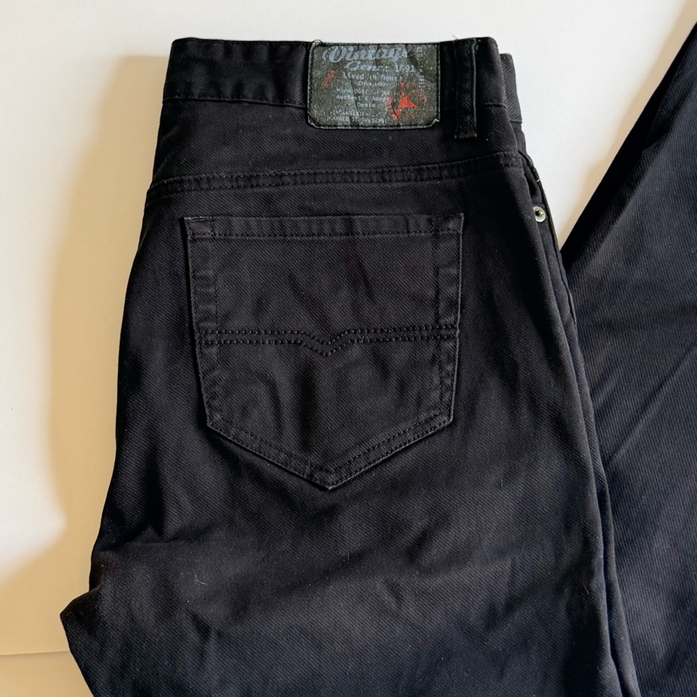 Classic Vintage Genes Black Denim Jeans for Men 32 x 32 Slim Fit